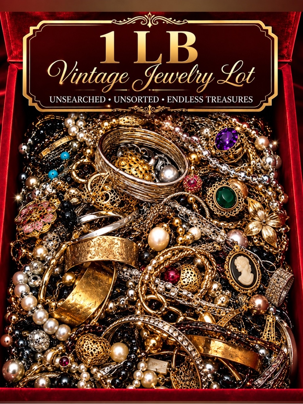 1 LB Unsearched Unsorted Organic Jewelry Pull Vintage Modern Treasure Lot
